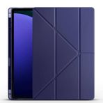 Kilifplus Samsung Galaxy Tab S10 Ultra ile Uyumlu Kılıf Tri Folding Silikon Kalem Bölmeli Katlanabilir Standlı PU Deri Yumuşak Kapak, Tablet Kılıfı [Kalem Alanı, Akıllı Kapak, Uyku Modlu] - Lacivert