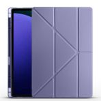 Kilifplus Samsung Galaxy Tab S10 Ultra ile Uyumlu Kılıf Tri Folding Silikon Kalem Bölmeli Katlanabilir Standlı PU Deri Yumuşak Kapak, Tablet Kılıfı [Kalem Alanı, Akıllı Kapak, Uyku Modlu] - Mor
