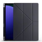 Kilifplus Samsung Galaxy Tab S10 Ultra ile Uyumlu Kılıf Tri Folding Silikon Kalem Bölmeli Katlanabilir Standlı PU Deri Yumuşak Kapak, Tablet Kılıfı [Kalem Alanı, Akıllı Kapak, Uyku Modlu] - Siyah