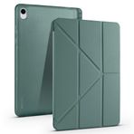 Kilifplus Samsung Galaxy Tab S11 ile Uyumlu Kılıf Tri Folding Silikon Kalem Bölmeli Katlanabilir Standlı PU Deri Yumuşak Kapak, Tablet Kılıfı SM-X730 [Akıllı Kapak, Uyku Modlu] - Koyu Yeşil