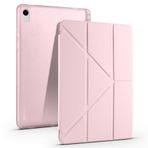 Kilifplus Samsung Galaxy Tab S11 ile Uyumlu Kılıf Tri Folding Silikon Kalem Bölmeli Katlanabilir Standlı PU Deri Yumuşak Kapak, Tablet Kılıfı SM-X730 [Akıllı Kapak, Uyku Modlu] - Rose Gold