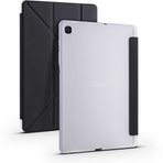 Kilifplus Samsung Galaxy Tab S6 Lite P610 ile Uyumlu Kılıf Tri Folding Silikon Kalem Bölmeli Katlanabilir Standlı PU Deri Yumuşak Kapak, Tablet Kılıfı [Akıllı Kapak, Uyku Modlu] - Siyah