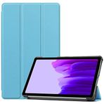 Kilifplus Samsung Galaxy Tab S7 FE T737 T733 T736 ile Uyumlu Tablet Kılıfı Smart Cover Uyku Modlu Standlı Arkası Sert Şeffaf Kapak - Mavi