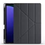 Kilifplus Samsung Galaxy Tab S9 FE Plus ile Uyumlu Kılıf Tri Folding Silikon Kalem Bölmeli Katlanabilir Standlı PU Deri Yumuşak Kapak, Tablet Kılıfı [Kalem Alanı, Akıllı Kapak, Uyku Modlu] - Siyah