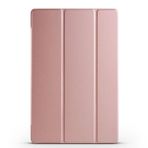 Kilifplus Samsung Galaxy Tab S9 FE Plus ile Uyumlu Tablet Kılıfı Smart Cover Uyku Modlu Standlı Arkası Sert Şeffaf Kapak - Rose Gold