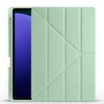 Kilifplus Samsung Galaxy Tab S9 Plus ile Uyumlu Kılıf Tri Folding Silikon Kalem Bölmeli Katlanabilir Standlı PU Deri Yumuşak Kapak, Tablet Kılıfı [Kalem Alanı, Akıllı Kapak, Uyku Modlu] - Açık Yeşil