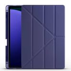 Kilifplus Samsung Galaxy Tab S9 Plus ile Uyumlu Kılıf Tri Folding Silikon Kalem Bölmeli Katlanabilir Standlı PU Deri Yumuşak Kapak, Tablet Kılıfı [Kalem Alanı, Akıllı Kapak, Uyku Modlu] - Lacivert
