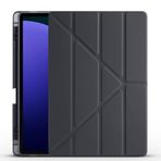 Kilifplus Samsung Galaxy Tab S9 Plus ile Uyumlu Kılıf Tri Folding Silikon Kalem Bölmeli Katlanabilir Standlı PU Deri Yumuşak Kapak, Tablet Kılıfı [Kalem Alanı, Akıllı Kapak, Uyku Modlu] - Siyah