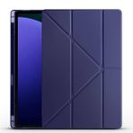 Kilifplus Samsung Galaxy Tab S9 Ultra ile Uyumlu Kılıf Tri Folding Silikon Kalem Bölmeli Katlanabilir Standlı PU Deri Yumuşak Kapak, Tablet Kılıfı [Kalem Alanı, Akıllı Kapak, Uyku Modlu] - Lacivert