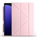 Kilifplus Samsung Galaxy Tab S9 Ultra ile Uyumlu Kılıf Tri Folding Silikon Kalem Bölmeli Katlanabilir Standlı PU Deri Yumuşak Kapak, Tablet Kılıfı [Kalem Alanı, Akıllı Kapak, Uyku Modlu] - Rose Gold