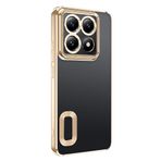 Kilifplus Xiaomi 14T Pro ile Uyumlu Kılıf Kamera Korumalı Silikon Logo Açık Arkası Şeffaf Omega Kapak - Gold