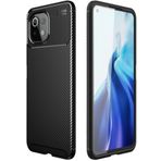 Kilifplus Xiaomi Mi 11 Lite ile Uyumlu Kılıf Silikon Parmak İzi Bırakmayan Karbon Soft Negro Kapak - Siyah
