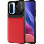 Kilifplus Xiaomi Poco F3 Deri Görünümlü Emiks Kapak Kırmızı Kılıf