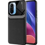 Kilifplus Xiaomi Poco F3 Deri Görünümlü Emiks Kapak Siyah Kılıf