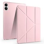 Kilifplus Xiaomi Poco Pad ile Uyumlu Kılıf Tri Folding Silikon Kalem Bölmeli Katlanabilir Standlı PU Deri Yumuşak Kapak, Tablet Kılıfı [Kalem Alanı, Akıllı Kapak, Uyku Modlu] - Rose Gold