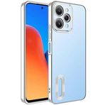 Kilifplus Xiaomi Redmi 12C ile Uyumlu Kılıf Kamera Korumalı Silikon Logo Açık Arkası Şeffaf Omega Kapak - Gümüş