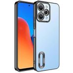 Kilifplus Xiaomi Redmi 12C ile Uyumlu Kılıf Kamera Korumalı Silikon Logo Açık Arkası Şeffaf Omega Kapak - Siyah