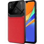 Kilifplus Xiaomi Redmi 9C Deri Görünümlü Emiks Kapak Kırmızı Kılıf