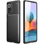 Kilifplus Xiaomi Redmi Note 10 Pro ile Uyumlu Kılıf Silikon Parmak İzi Bırakmayan Karbon Soft Negro Kapak - Siyah