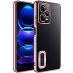 Kilifplus Xiaomi Redmi Note 12 ile Uyumlu Kılıf Kamera Korumalı Silikon Logo Açık Arkası Şeffaf Omega Kapak - Rose Gold
