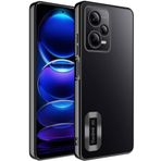 Kilifplus Xiaomi Redmi Note 12 ile Uyumlu Kılıf Kamera Korumalı Silikon Logo Açık Arkası Şeffaf Omega Kapak - Siyah
