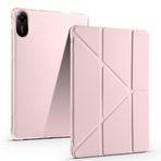 Kilifplus Xiaomi Redmi Pad 2 ile Uyumlu Kılıf Tri Folding Silikon Kalem Bölmeli Katlanabilir Standlı PU Deri Yumuşak Kapak, Tablet Kılıfı [Akıllı Kapak, Uyku Modlu] - Rose Gold