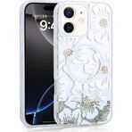 Kılıftech İphone 12 Uyumlu Kılıf Sıvılı Simli Baskılı Şeffaf Arka Yüzey Zore Mossa Silikon Kapak-Gri