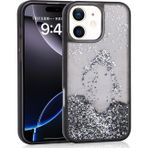 Kılıftech İphone 12 Uyumlu Kılıf Sıvılı Simli Şeffaf Arka Yüzey Zore Keto Silikon Kapak-Siyah