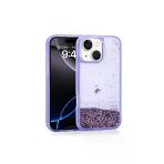 Kılıftech İphone 13 Uyumlu Kılıf Sıvılı Simli Şeffaf Arka Yüzey Zore Keto Silikon Kapak-Mor