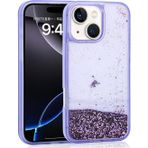 Kılıftech İphone 14 Uyumlu Kılıf Sıvılı Simli Şeffaf Arka Yüzey Zore Keto Silikon Kapak-Mor