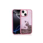 Kılıftech İphone 15 Uyumlu Kılıf Sıvılı Simli Şeffaf Arka Yüzey Zore Keto Silikon Kapak-Pembe