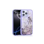 Kılıftech İphone 16 Pro Uyumlu Kılıf Sıvılı Simli Kelebek Baskılı Şeffaf Arka Yüzey Zore Glis Silikon Kapak-Mo
