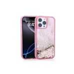 Kılıftech İphone 16 Pro Uyumlu Kılıf Sıvılı Simli Kelebek Baskılı Şeffaf Arka Yüzey Zore Glis Silikon Kapak-Pe