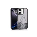 Kılıftech İphone 16 Uyumlu Kılıf Sıvılı Simli Şeffaf Arka Yüzey Zore Keto Silikon Kapak-Siyah