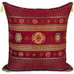 Kilim Desen (70CMX70CM) Şönil Kumaş Püsküllü Kare Ev Bahçe Minder Kılıfı No9