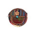 Kilim Desenli Çiçekli Yuvarlak Çanta