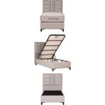 Kilim Mobilya Bamboo Sleepy Set Sandıklı Baza + Başlık + Yatak - 100 x 200 cm - Krem