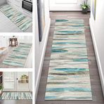 Kilim Yolluk Mutfak kaymaz Halı Koridor için Yolluklar 80X300 CM Kapı Paspası Uzun Koridor Yolluğu Kilim kaymaz Oturma Odası Yatak Odası Polyester Halılar İç Mekan Giriş Paspasları Gri Mavi Alan