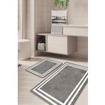 Kilimteks Çerçeveli Kaymaz Taban Yıkanabilir 2'li Set Banyo Halısı Paspas Klozet Takımı Kt-kzht-530