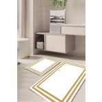 Kilimteks Çerçeveli Kaymaz Taban Yıkanabilir 2'li Set Banyo Halısı Paspas Klozet Takımı Kt-kzht-535