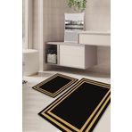 Kilimteks Çerçeveli Kaymaz Taban Yıkanabilir 2'li Set Banyo Halısı Paspas Klozet Takımı Kt-kzht-537