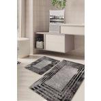 Kilimteks Dijital Baskılı Kaymaz Taban Yıkanabilir 2'li Set Banyo Halısı Paspas Klozet Takımı Kt-kzsd-236