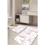 Kilimteks Mermer Desenli Kaymaz Taban Yıkanabilir 2'li Set Banyo Halısı Paspas Klozet Takımı Kt-kzht-421