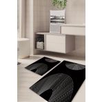 Kilimteks Modern Desenli Kaymaz Taban Yıkanabilir 2'li Set Banyo Halısı Paspas Klozet Takımı Kt-kzsd-906
