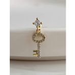 Kilit Anahtar Model Kıkırdak Piercing Tragus Helix Silver Gümüş ve Altın Gold Renk Küpe (Gold)