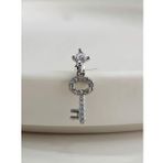 Kilit Anahtar Model Kıkırdak Piercing Tragus Helix Silver Gümüş ve Altın Gold Renk Küpe (Gümüş)