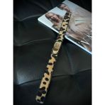 Kilit Tokalı Ince Lastikli Kadın Pantolon Kemeri, Ceket Kemeri, Gömlek Kemeri, Elbise Kemeri - Altın - Leopar - Tek Ebat