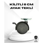 Kilitli 6 cm Masa Ayağı Tekli Döner Tekerlek - 000-Siyah - Değişken
