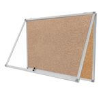 Kilitli Cam İlan Panosu 100x100cm Mantar