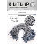 Kilitli İp Renkli Asmalı Etiket Bağlama İpi Lock String Tag Rope 100 Adet Gümüş Simli-T1074